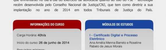 CURSO À DISTÂNCIA – PJE – Processo Judicial Eletrônico e Certificação Digital